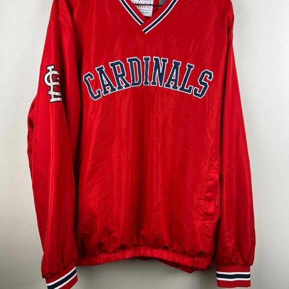 St. Louis Cardinals Jacket Men XL Red Pullover Windbreaker V-Neck MLB  GIll - Picture 1 of 4